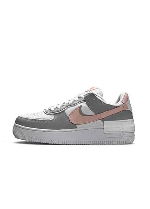 Женские кроссовки nike air force 1 shadow white grey pink