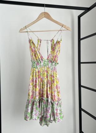 Платье в цветочный принт с открытой спинкой asos
