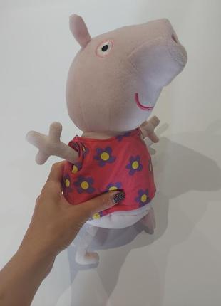 Мягкая игрушка свинка пеппа в розовом платье в цветочек большая4 фото