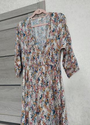 👗бежевое платье-макси в цветочный принт с рукавом 3/4 в цветочный принт jacqueline de yong( размер 36-38)4 фото