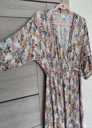 👗бежевое платье-макси в цветочный принт с рукавом 3/4 в цветочный принт jacqueline de yong( размер 36-38)5 фото