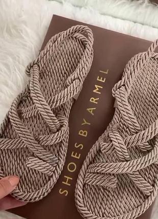 Босоніжки плетені мотузка переплети плетіння туреччина на один палець