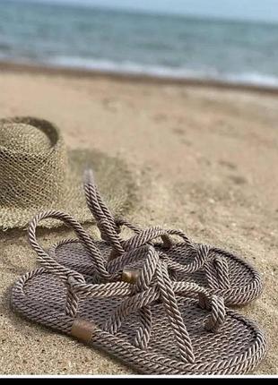 Босоніжки плетені мотузка переплети плетіння туреччина на один палець