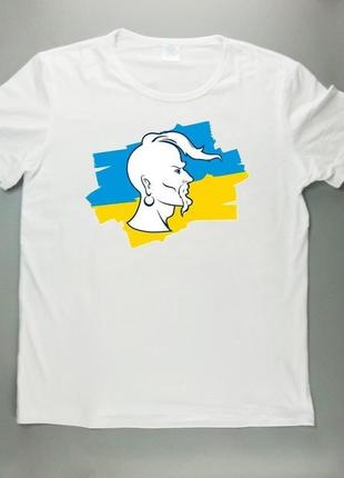 Белая патриотическая футболка с принтом fbp0045