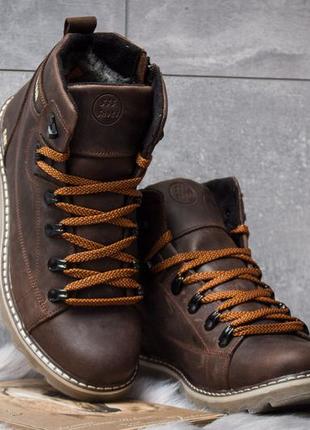 Ботинки кожаные зимние cat rider nubuck brown4 фото