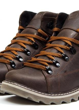 Ботинки кожаные зимние cat rider nubuck brown7 фото