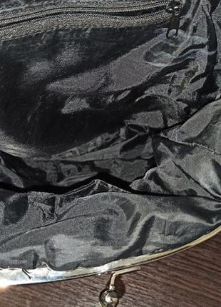Вечерняя сумка клатч в паетках черная на цепочке в виде большого кошелька. размер 30х28 см. длина ручки цепочки 55 см7 фото