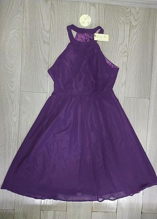 Новое! фиолетовое платье расклешенное3 фото