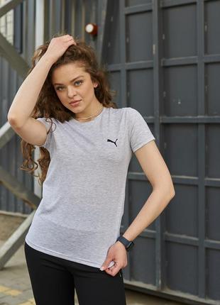 Женская футболка puma белая / черная / серая