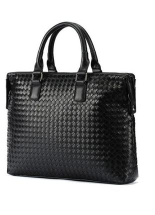 Качественный мужской деловой портфель сумка для документов плетеный3 фото