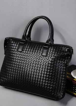 Качественный мужской деловой портфель сумка для документов плетеный2 фото