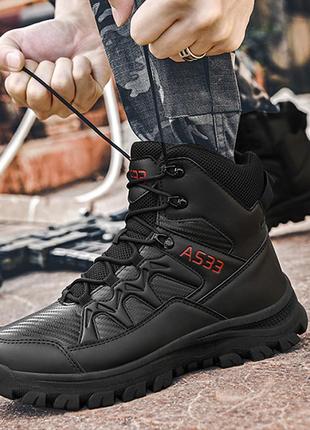 Ботинки тактические lesko gz706 black р.43 армейские мужские на шнуровке для тренировок  sku-773 фото