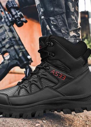 Ботинки тактические lesko gz706 black р.43 армейские мужские на шнуровке для тренировок  sku-778 фото