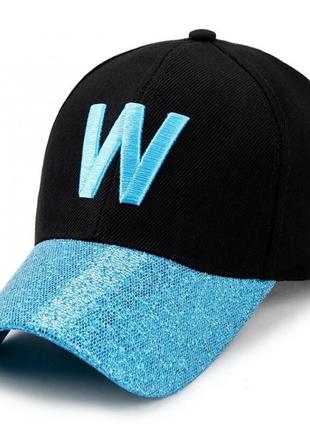 Женская бейсболка narason черная с голубым лого w-style1 фото
