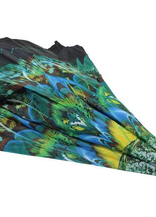 Зонт обратного сложения lesko up-brella зелёный павлин с рисунком смарт зонт наоборот механический kro-895 фото