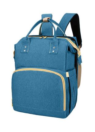 Сумка рюкзак lesko 2 в 1 blue для мам и складная кроватка для малыша портативная городская kro-89