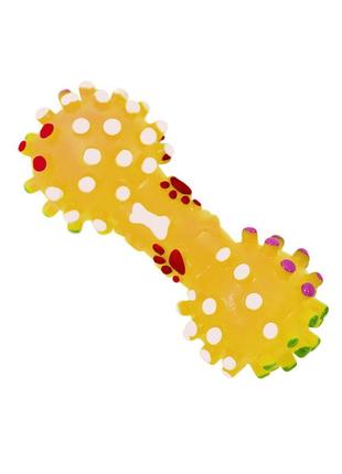 Іграшка для собак taotaopets 065528 кістка yellow вінілова шипована 11,5 см