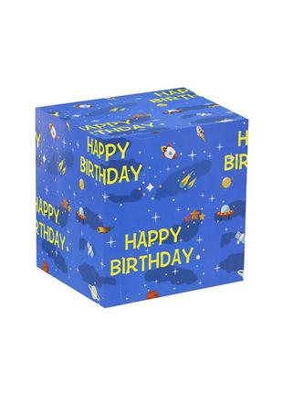 Папір пакувальний ppw paper lesko pz098 happy birthday space blue 50*70 см