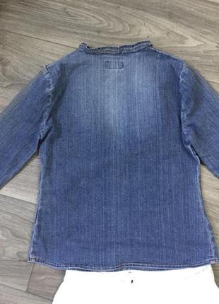 Необычная джинсовая коттоновая рубашка блуза декольте3 фото