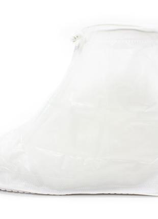 Резиновые бахилы lesko sb-101 белый 26 см на обувь от дождя грязи слякоти водонепроницаемые set-223 фото