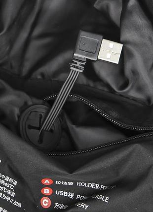 Куртка з підігрівом від повербанка usb m09-4 l black 4 зони підігріву для туризму риболовлі активного відпочинку5 фото