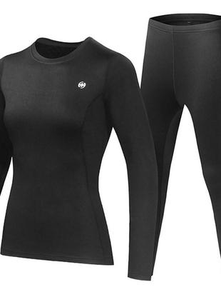 Термобілизна жіноча xintown nyxt19jbyd black (l) спортивна флісова з довгими рукавами під одяг1 фото