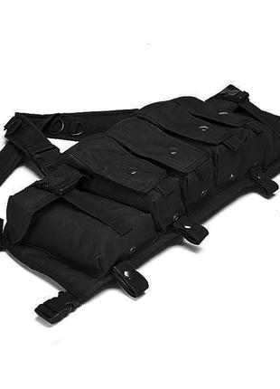 Жилет тактичний aokali outdoor a69 (black) армійський на липучках з кишенею ззаду3 фото