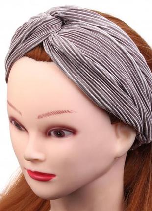 Пов'язка для волосся жіноча коричнево-біла