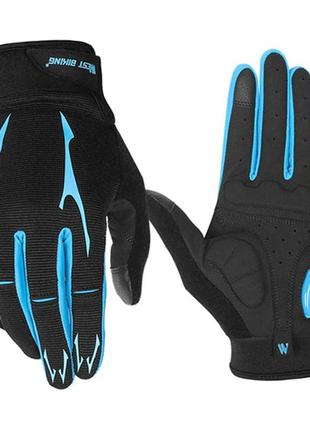 Велосипедные перчатки west biking 0211191 xl blue с закрытыми пальцами спортивные с сенсорным откликом kro-892 фото