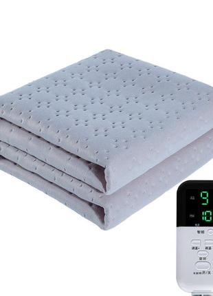 Электропростынь плед lesko stt180*150 см gray с подогревом от сети 220 вольт  sku-77