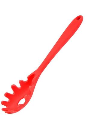 Силиконовая лопатка lesko 2019 red для спагетти кухонная ложка 28.8 см kro-89