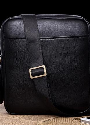Чоловіча сумка-планшет polo-екошкіра, якісна чоловіча сумка через плече шкіряна барсетка планшетка поло чорний r_12005 фото