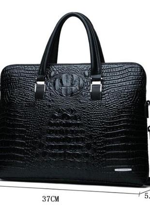 Мужской деловой портфель под рептилию для документов формат а4 мужская сумка крокодил коричневый