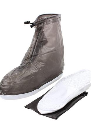 Резиновые бахилы lesko sb-101 коричневый 26 см на обувь от дождя грязи set-222 фото