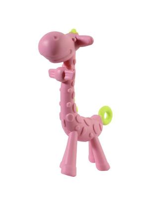 Прорезыватель силиконовый cumenss giraffe pink для зубов грудничкам массажер десен kro-89