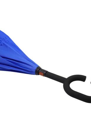 Зонт наоборот lesko up-brella синий ветрозащитный антизонт с непромокаемым куполом смарт-зонт set-224 фото