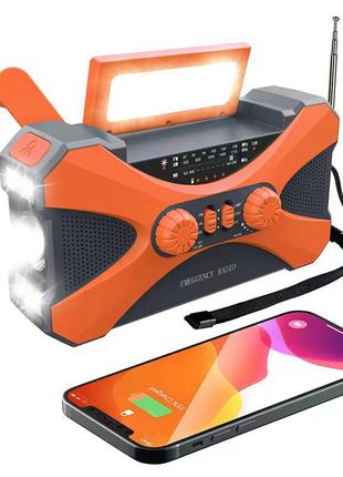 Динамо-ліхтарик kayinow 280f 10000 mah orange led з радіоприймачем та павербанком2 фото