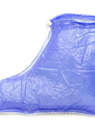 Гумові бахили lesko sb-101 синій 26 см на взуття від дощу багаторазові захисні водонепроникні5 фото