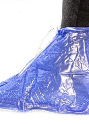 Гумові бахили lesko sb-101 синій 26 см на взуття від дощу багаторазові захисні водонепроникні6 фото