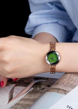 Часы pollock jewel green круглые кварцевые женские стальные аксессуар для девушек set-224 фото