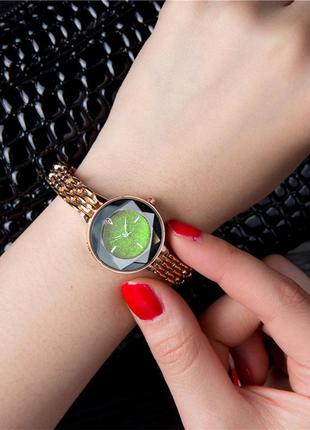 Часы pollock jewel green круглые кварцевые женские стальные аксессуар для девушек set-227 фото