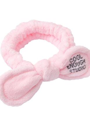 Косметична пов'язка для фіксації волосся lesko mg08 light pink м'яка стрічка на волосся дівчатам