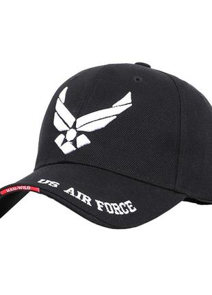Бейсболка han-wild us air force black с белой вышивкой бейсбольная кепка set-22