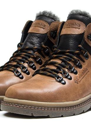 Зимние кожаные ботинки на меху chinook boot olive1 фото