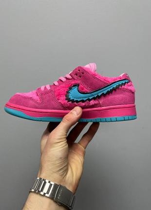 Нереальные лимитированные кроссовки nike sb dunk x grateful dead bears pink малинові рожеві4 фото