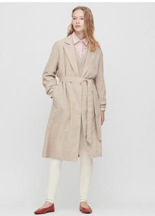 Тренч плащ лен и хлопок. юникло. япония uniqlo