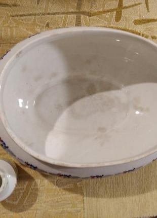 Супница и ваза фоянсевая посуда буды с позолотой и цветочками9 фото