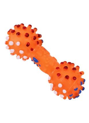 Іграшка для собак taotaopets 065528 кістка orange вінілова шипована 11,5 см1 фото