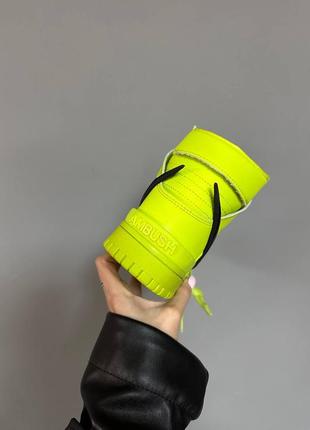 Яскраві високі кросівки nike sb dunk high x ambush acid green неонові салатові5 фото