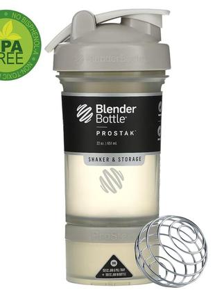 Шейкер спортивний blenderbottle prostak 22oz/650ml з 2-ма контейнерами grey (original)2 фото